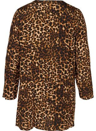 Viskose tunika med leopardprint og a-form, Raw Umber AOP, Packshot image number 1