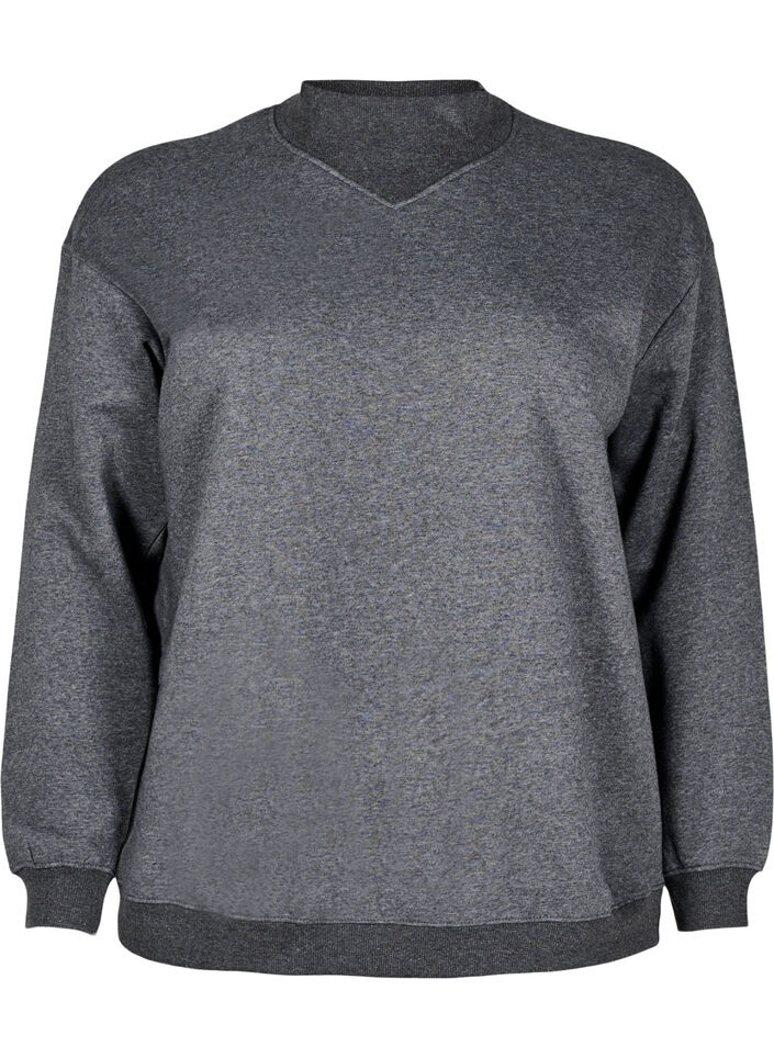 Sweatshirt med høj krave og lange ærmer, Grå, Packshot image number 0