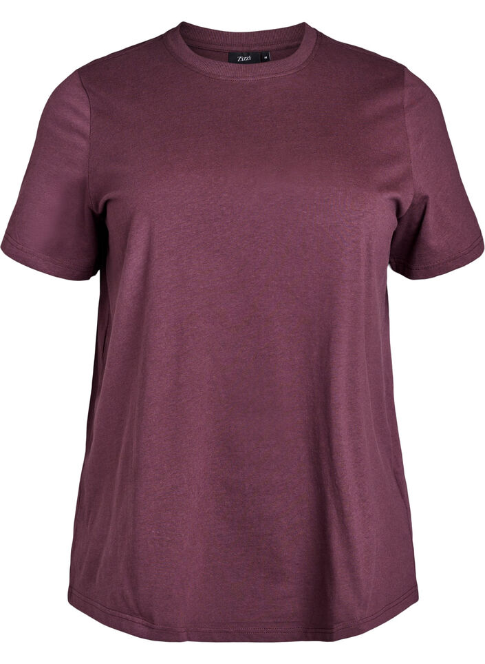 Basis t-shirt i bomuld med rund hals , M&oslash;rk Bordeaux, Packshot image number 0
