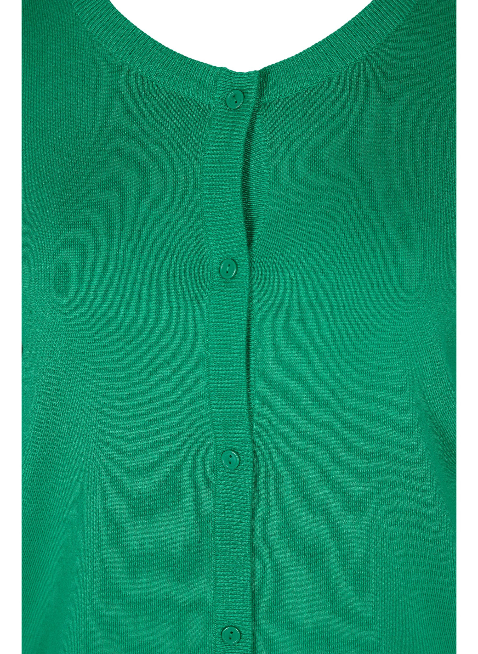 Zizzi Strikket cardigan med knapper i viskosemix, Jolly Green, Packshot image number 2