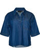 Denimbluse med brystlomme og albuelange &aelig;rmer, Bl&aring;, Packshot image number 0