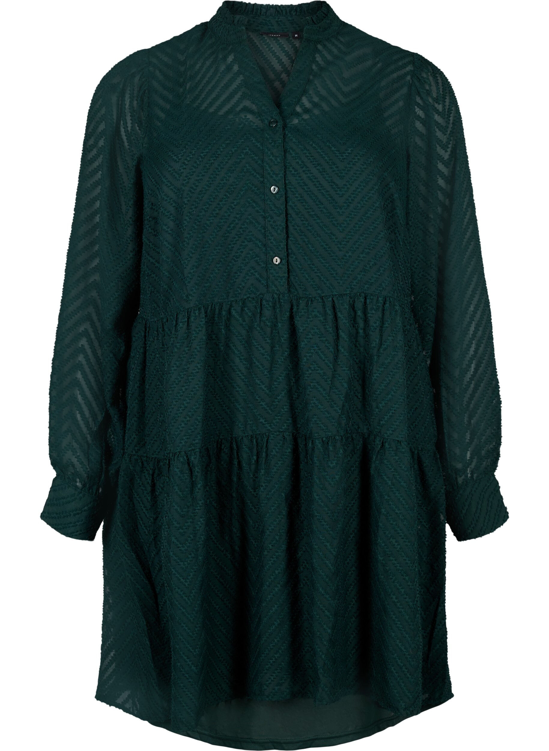 Zizzi Kort kjole med tekstur og fl&aelig;sekrave, Scarab, Packshot image number 0