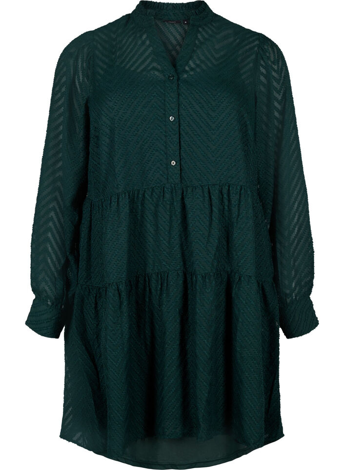 Kort kjole med tekstur og flæsekrave, Scarab, Packshot image number 0