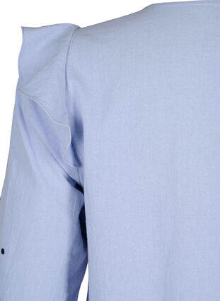 Bluse i bomuld med broderi og flæser, Ch. Blue w. Navy, Packshot image number 4