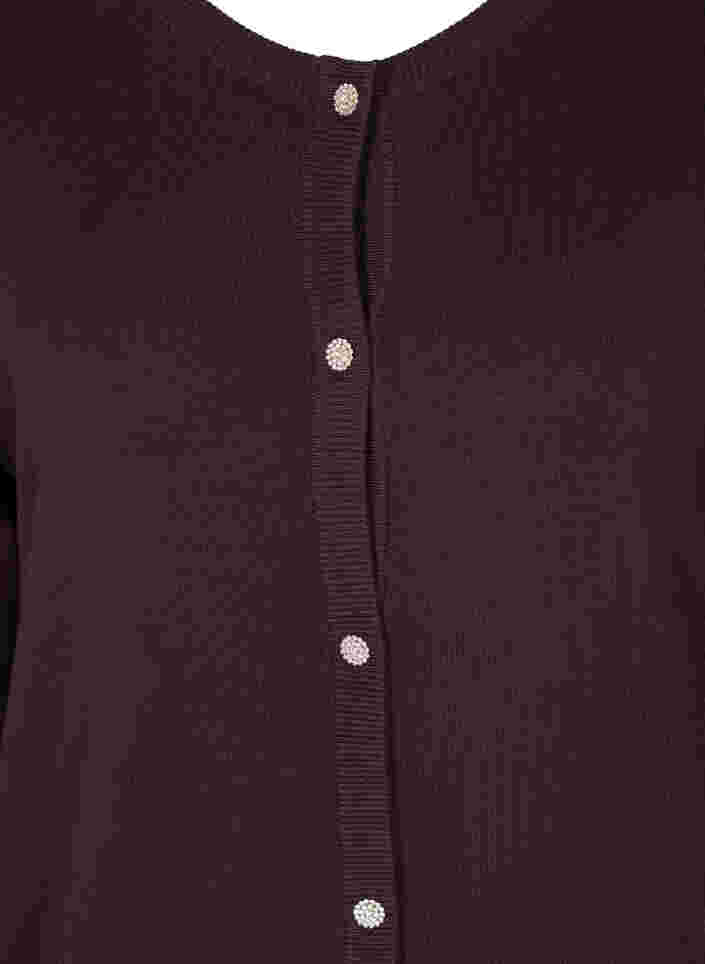 Kort strikket viskose cardigan med dekorative knapper, Black Coffee, Packshot image number 2