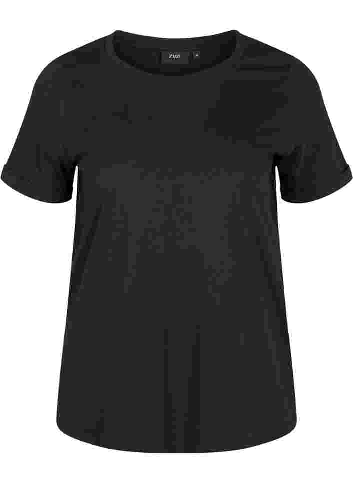 Basis t-shirt i bomuld, Black, Packshot image number 0