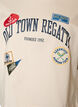 T-shirt med tekstprint og badges, Beige, Packshot image number 2