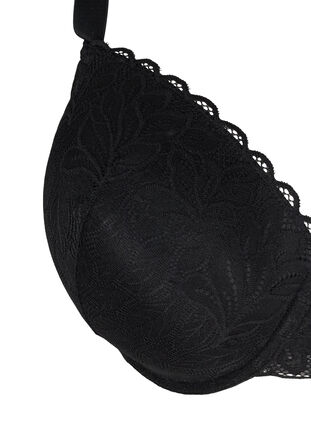 Alma bøjle bh med blonder, Black, Packshot image number 2