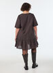 Kort ternet kjole med fl&aelig;sekant, Brun, Model image number 2