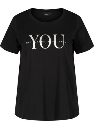 Økologisk bomulds t-shirt med tryk , Black You, Packshot image number 0