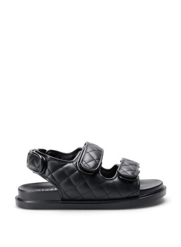 Wide fit læder sandal, Black, Packshot image number 0
