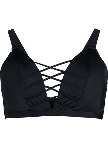 Bikini overdel med stringdetalje, Black, Packshot image number 0