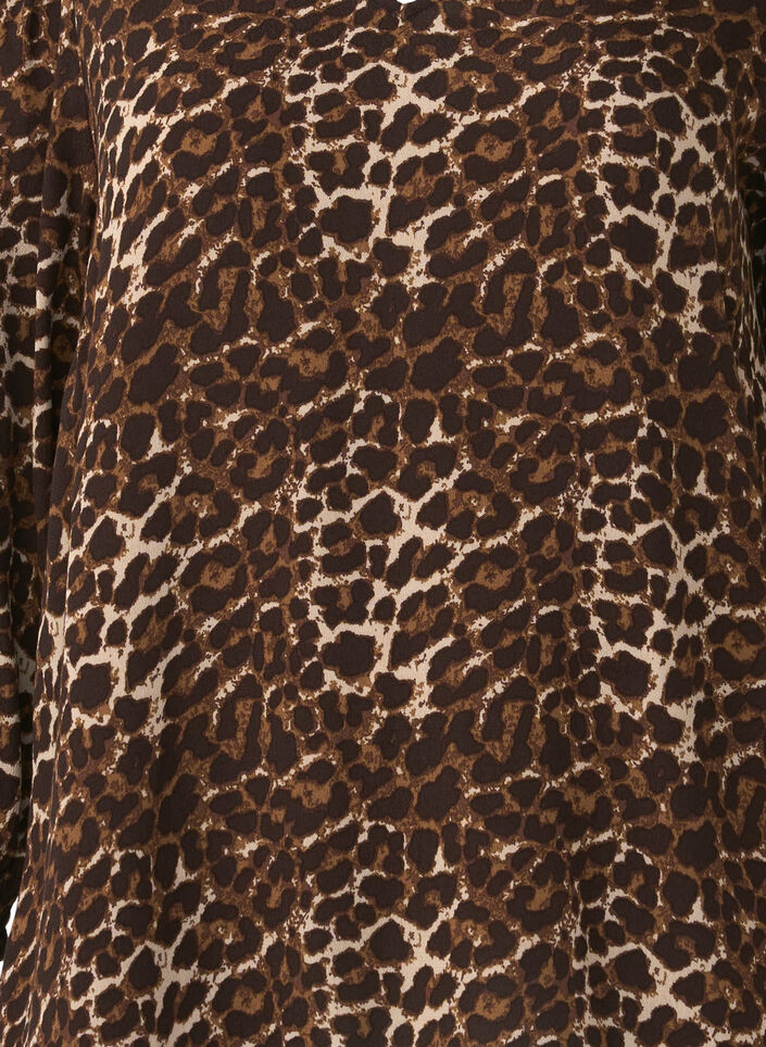 Bluse med leopardprint og 3/4 ærmer, Leo AOP, Packshot image number 2