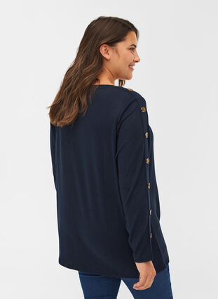 Langærmet bluse med knappedetaljer, Night Sky, Model image number 0