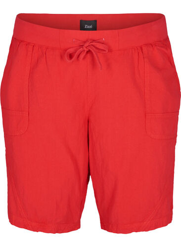 Løse shorts i bomuld, Lipstick Red, Packshot image number 0