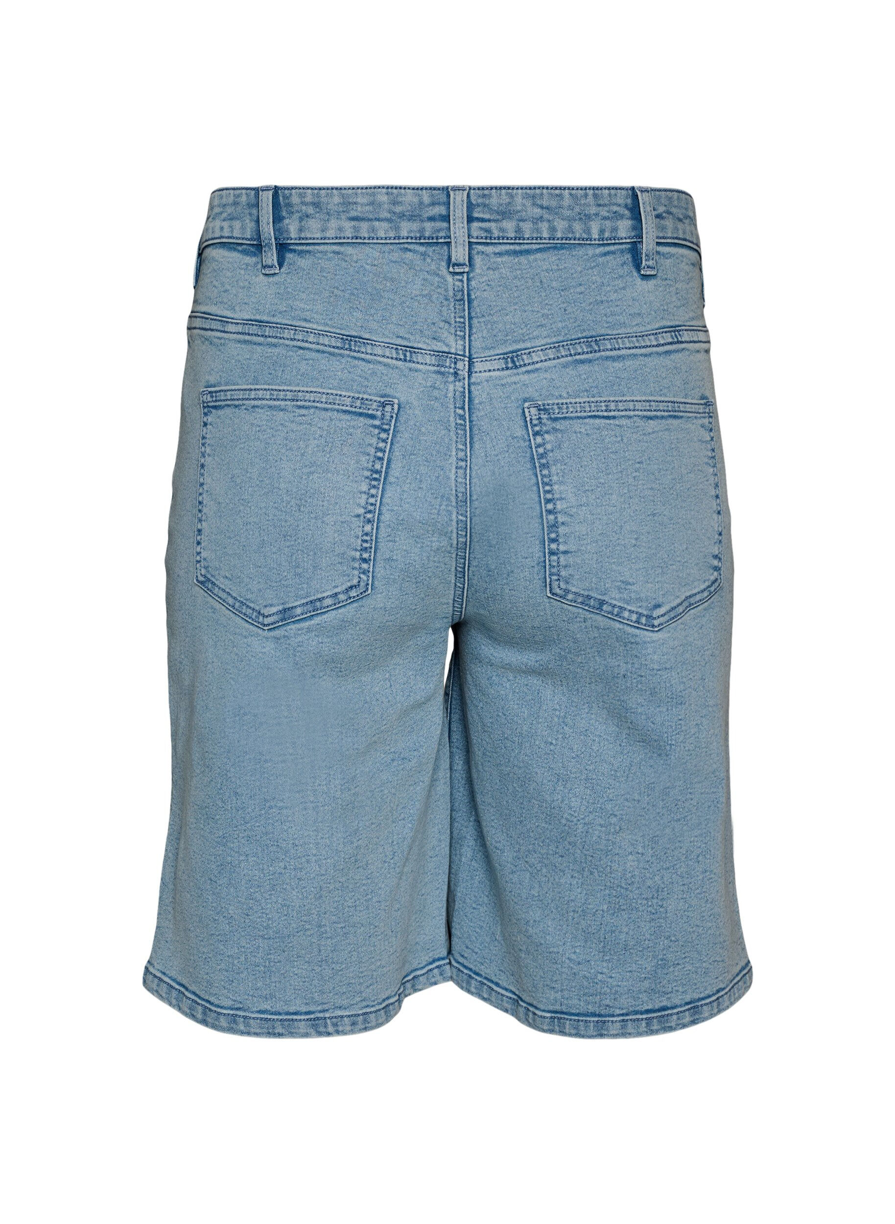 Zizzi L&oslash;se denimshorts med h&oslash;j talje, Bl&aring;, Packshot image number 1