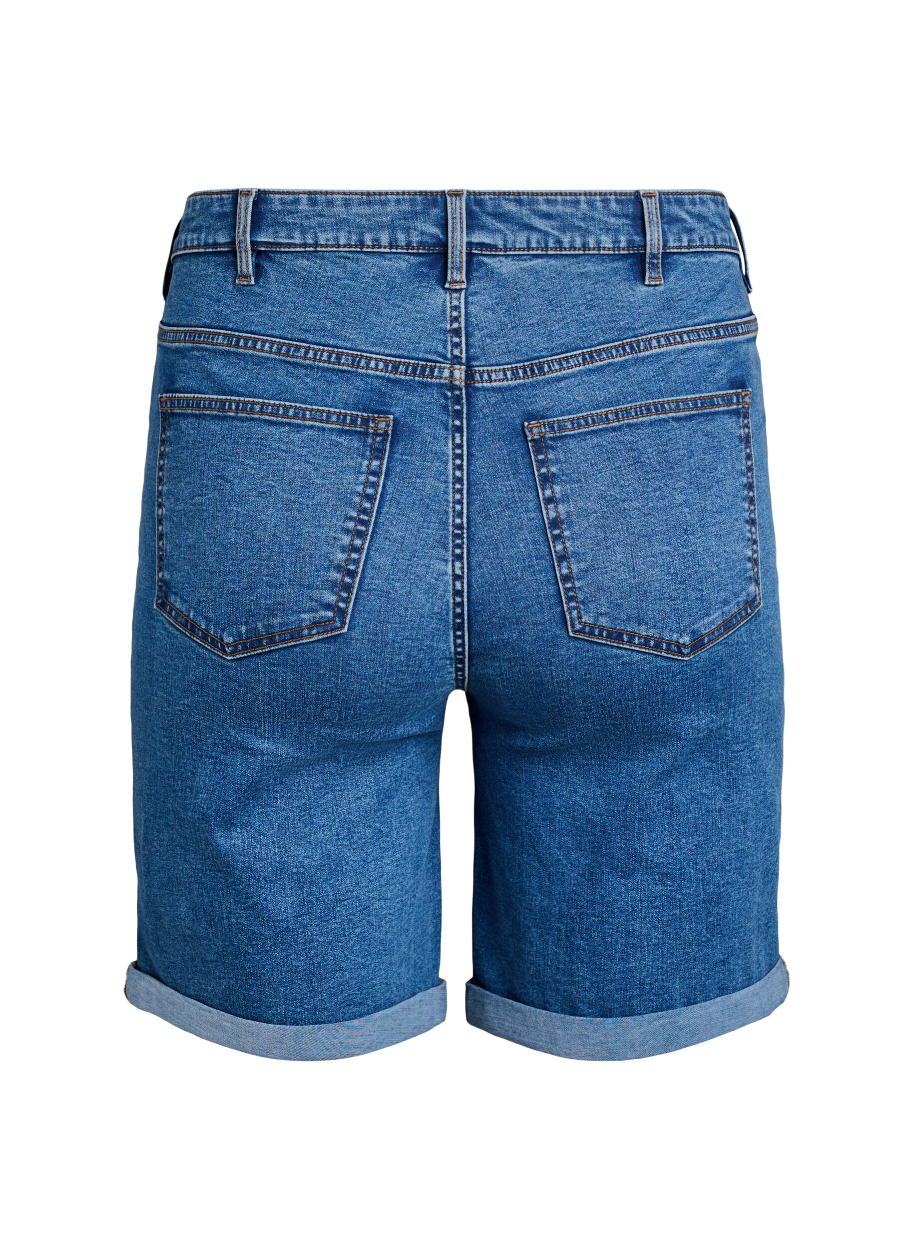 Zizzi T&aelig;tsiddende denimshorts med h&oslash;j talje, Bl&aring;, Packshot image number 1