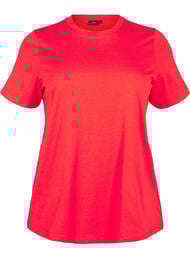 Basis t-shirt i bomuld med rund hals, Rød