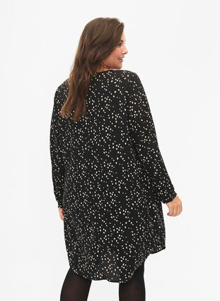 V-hals kjole med print, Black Dot AOP, Model image number 1