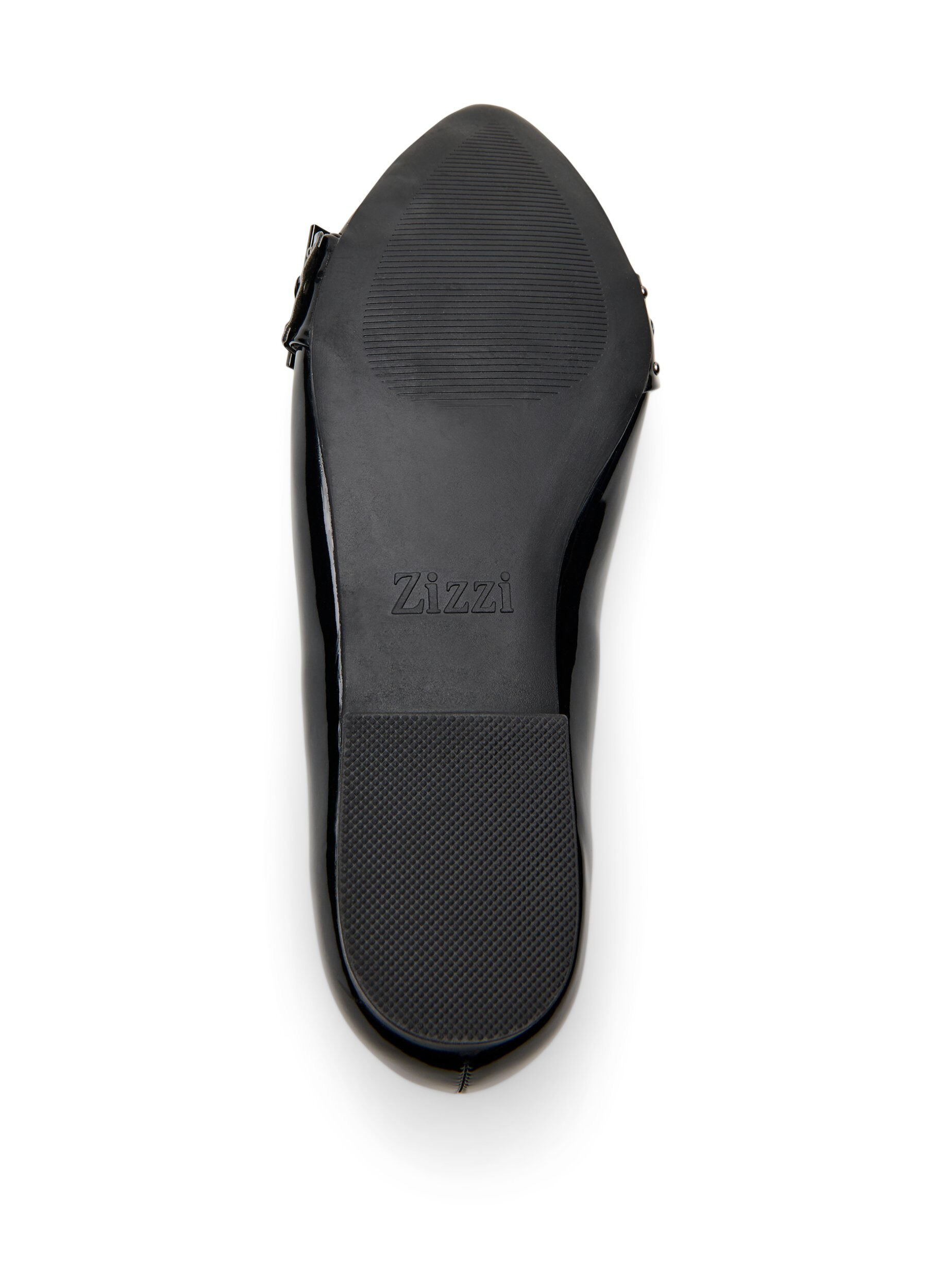 Zizzi Wide fit - Ballerina med rem og nitter, Sort, Packshot image number 4