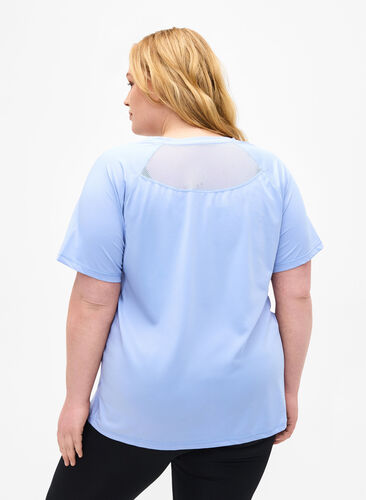 Trænings t-shirt med mesh bagpå, Zen Blue, Model image number 1