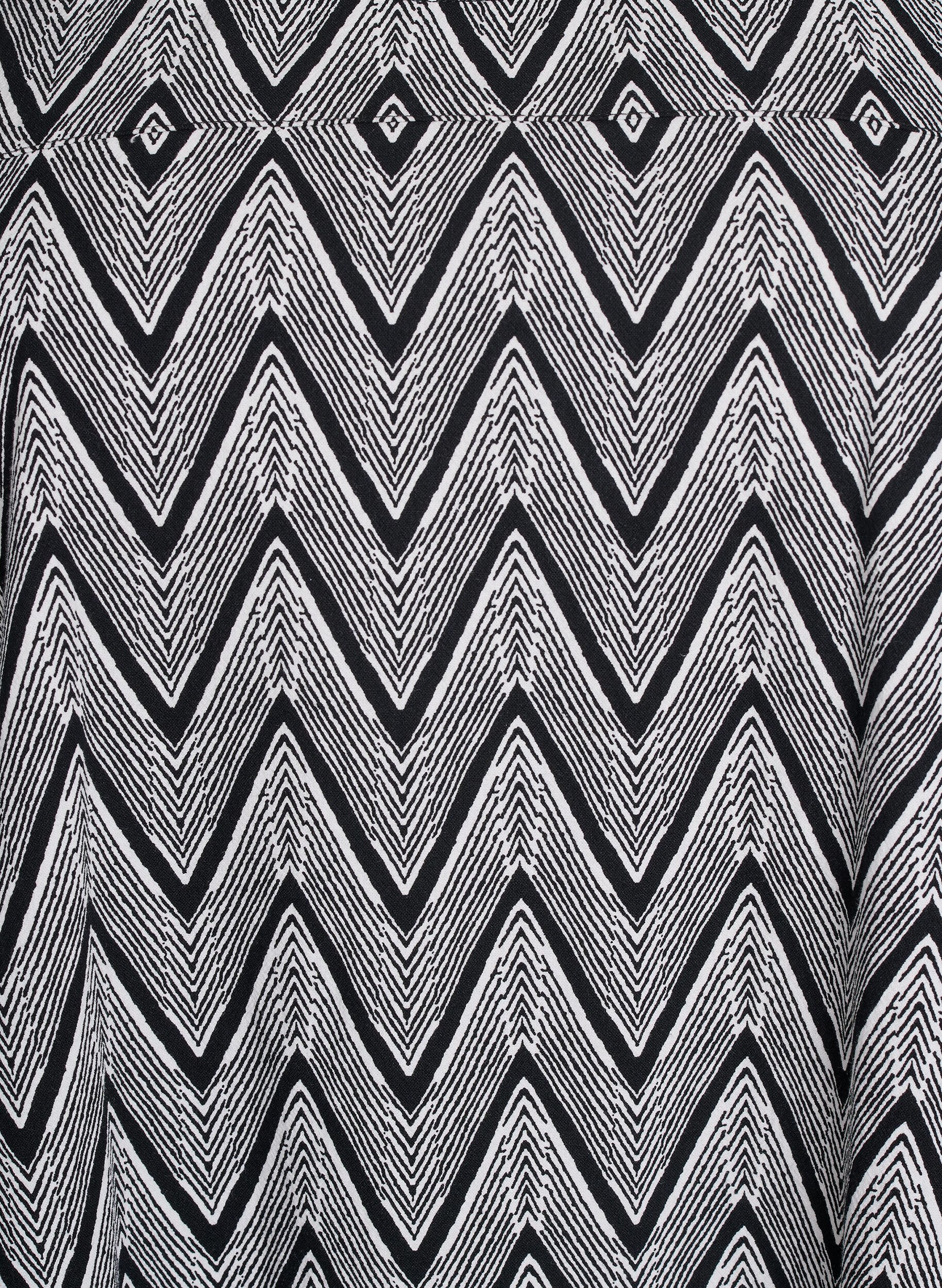 ZizziKort&aelig;rmet bomuldskjole med print, Sort, Packshot image number 2