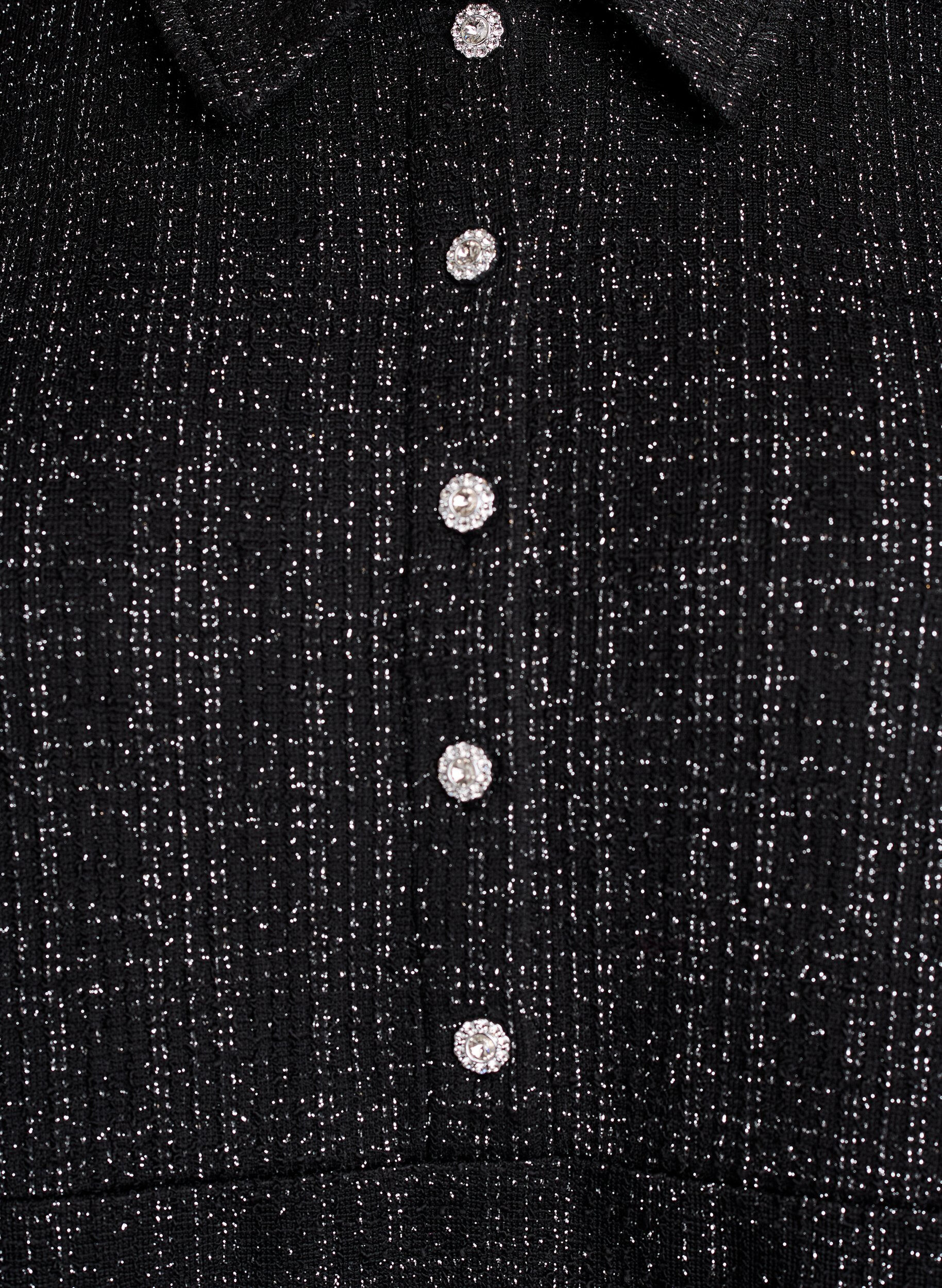 ZizziKort kjole i boucl&eacute; med dekorative knapper, Sort, Packshot image number 2