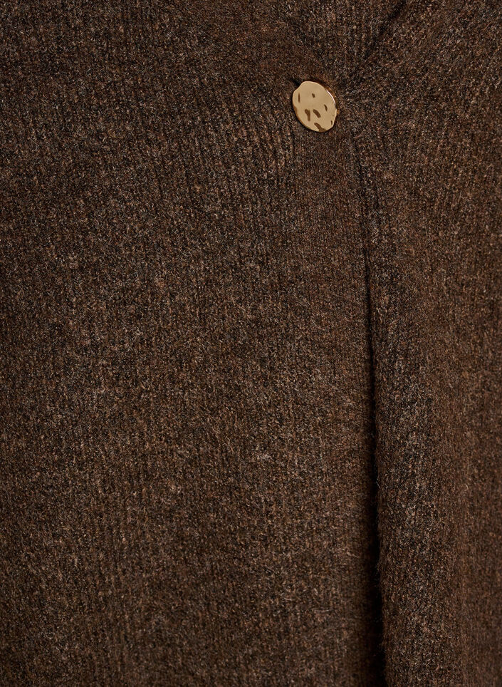 Strikket cardigan med asymmetrisk lukning, Brun, Packshot image number 2