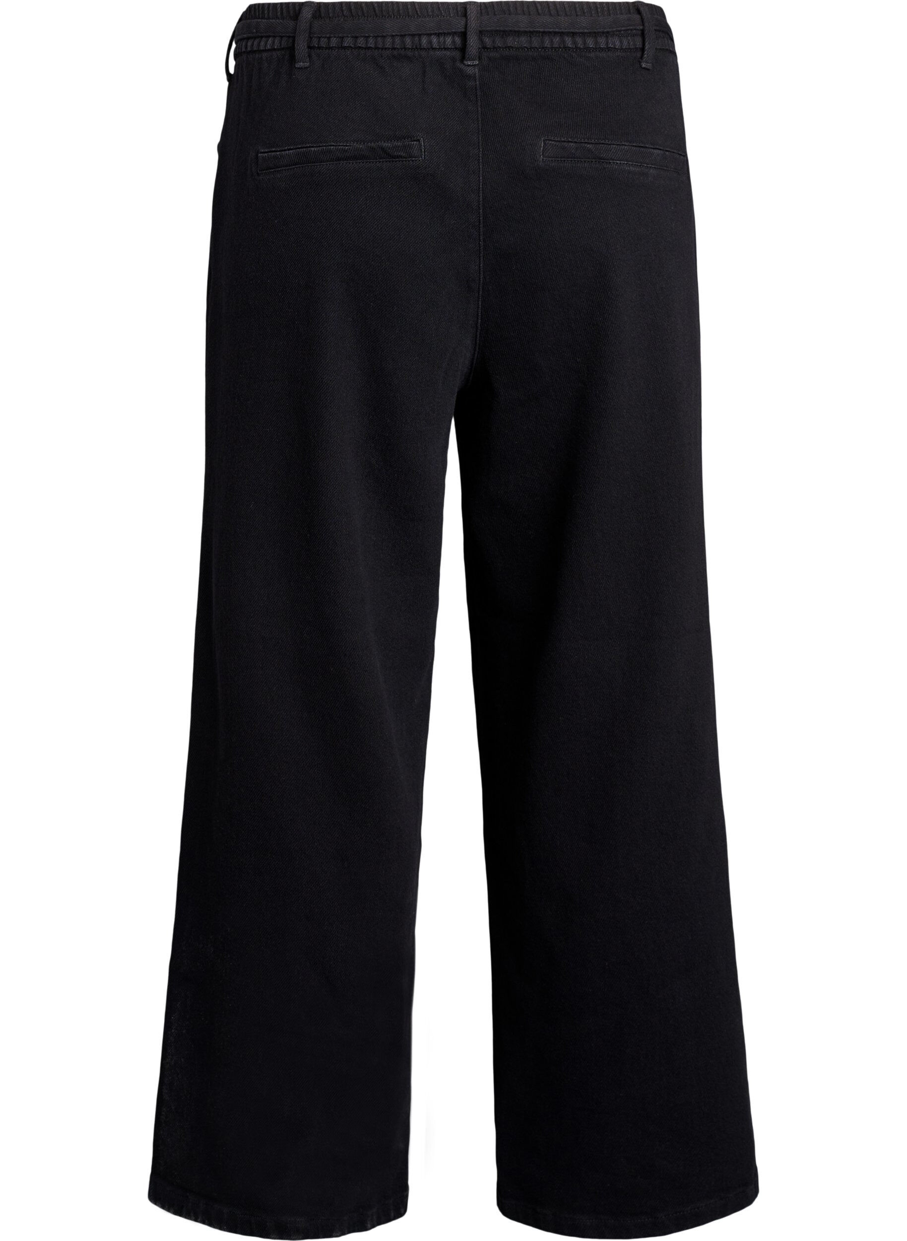 ZizziLoose fit jeans med elastisk talje og bindeb&aring;nd, Sort, Packshot image number 1
