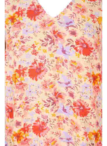 Kortærmet viskose bluse med blomsterprint, Red Orange AOP, Packshot image number 2
