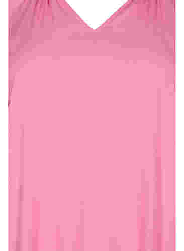 Kortærmet viskosekjole med v-hals, Aurora Pink, Packshot image number 2