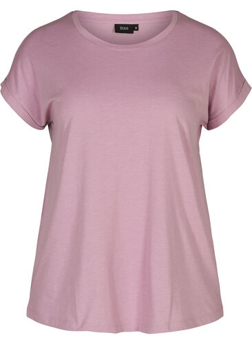 T-shirt i bomuldsmix, Lavender Mist Mel., Packshot image number 0