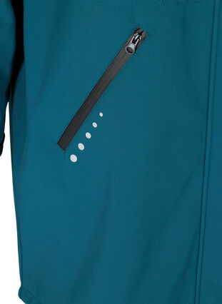 Lang softshell jakke med hætte, Blue Coral solid, Packshot image number 3