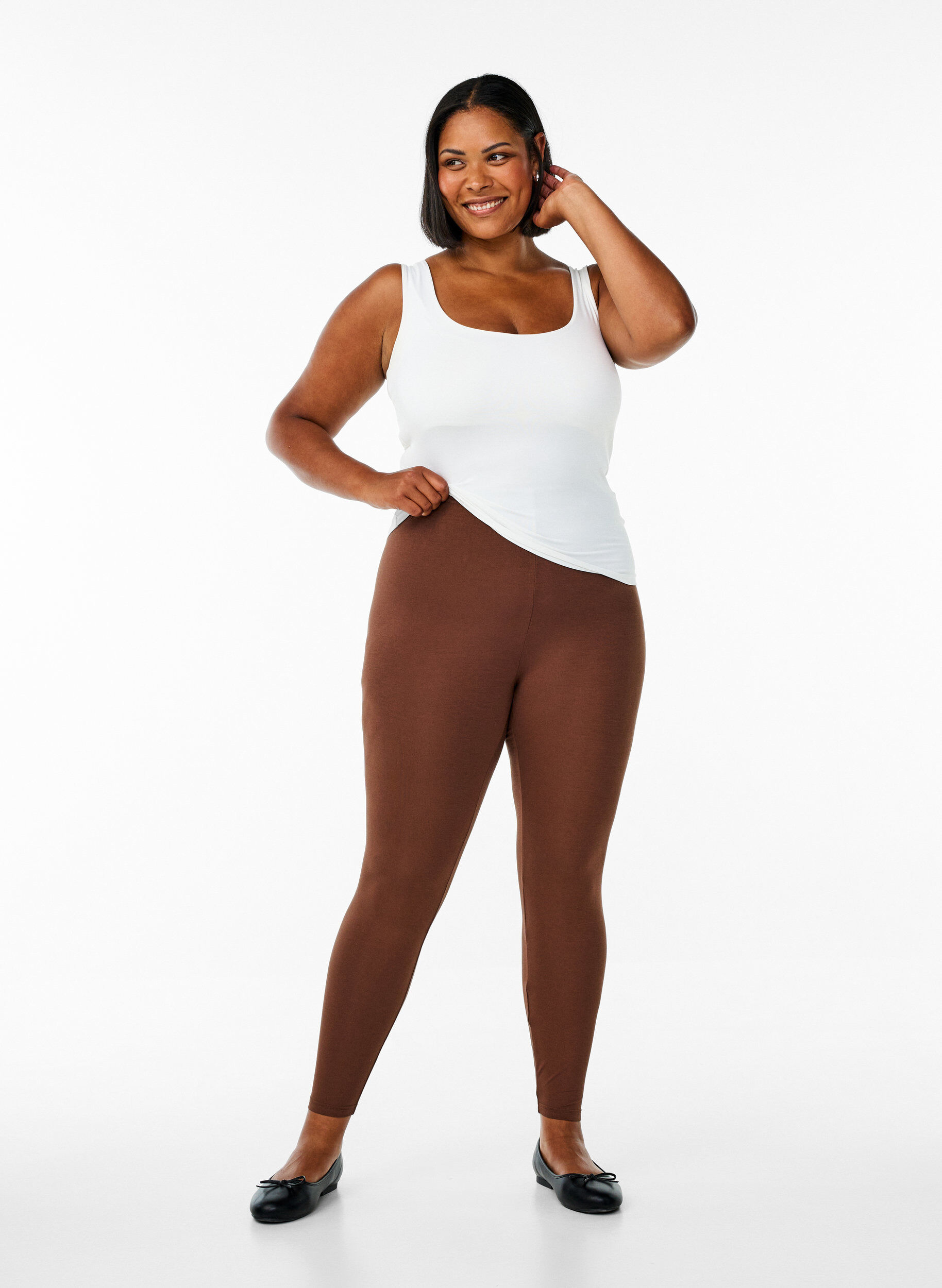 Zizzi Basis leggings i viskose, Brun, Model image number 1