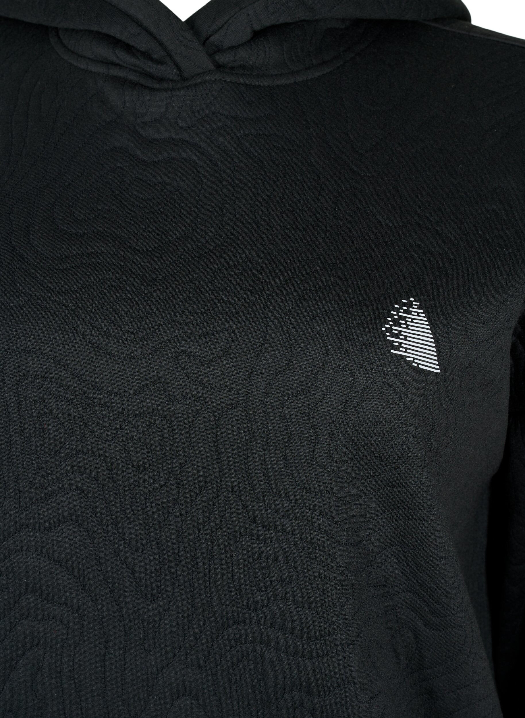 Zizzi Sporty sweatshirt med h&aelig;tte, Black, Packshot image number 2