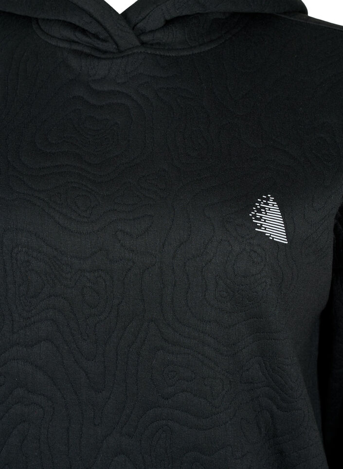 Sporty sweatshirt med hætte, Black, Packshot image number 2