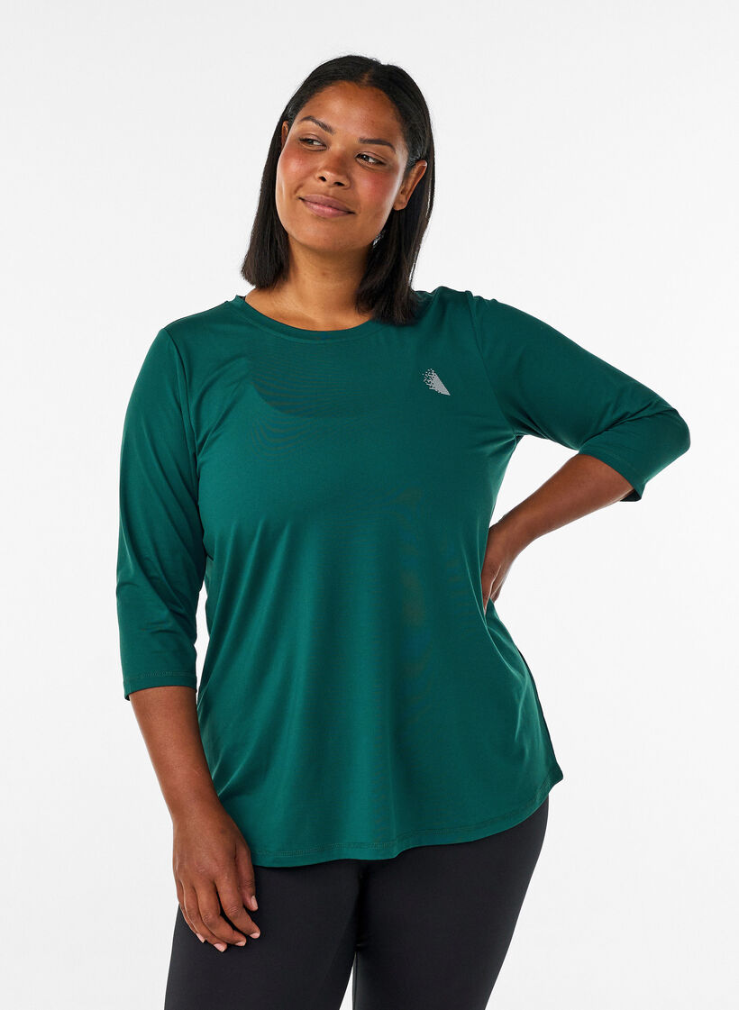 Tr&aelig;ningsbluse med 3/4 &aelig;rmer, Gr&oslash;n, Model image number 0