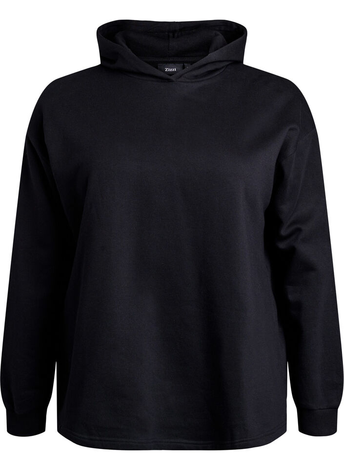 Sweatshirt med hætte, Black, Packshot image number 0