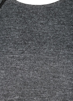 Meleret bluse med lynlås detalje, Dark Grey Melange, Packshot image number 2