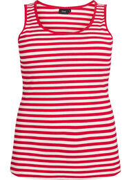Stribet tanktop med ribstruktur, R&oslash;d