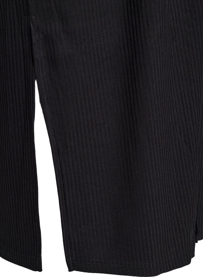 Maxikjole i jersey med krave og korte ærmer, Sort, Packshot image number 3