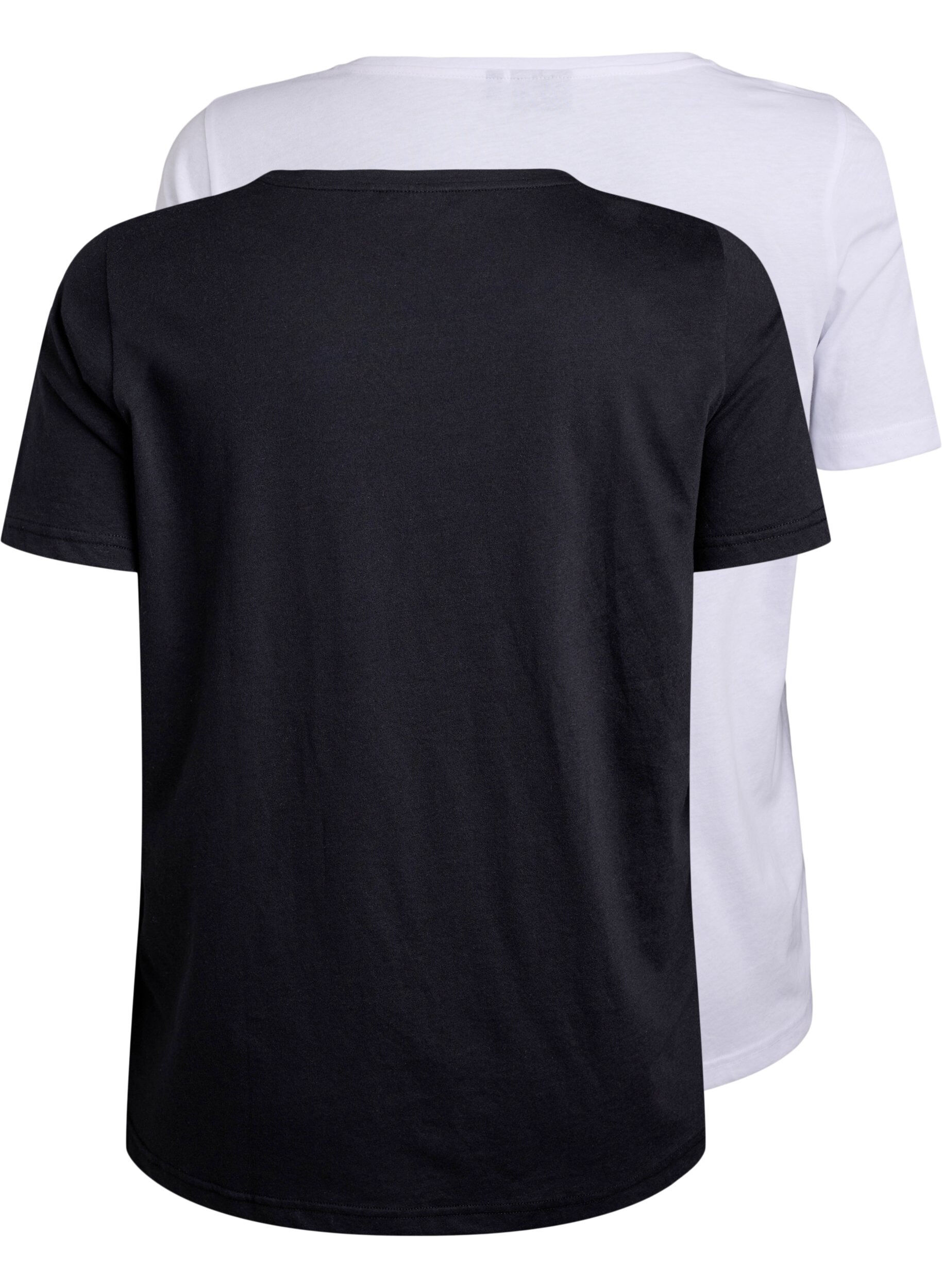 Zizzi FLASH - 2-pak t-shirts med rund hals, Black/White, Packshot image number 1