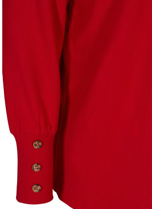 Langærmet bluse med knappedetaljer, Tango Red, Packshot image number 3