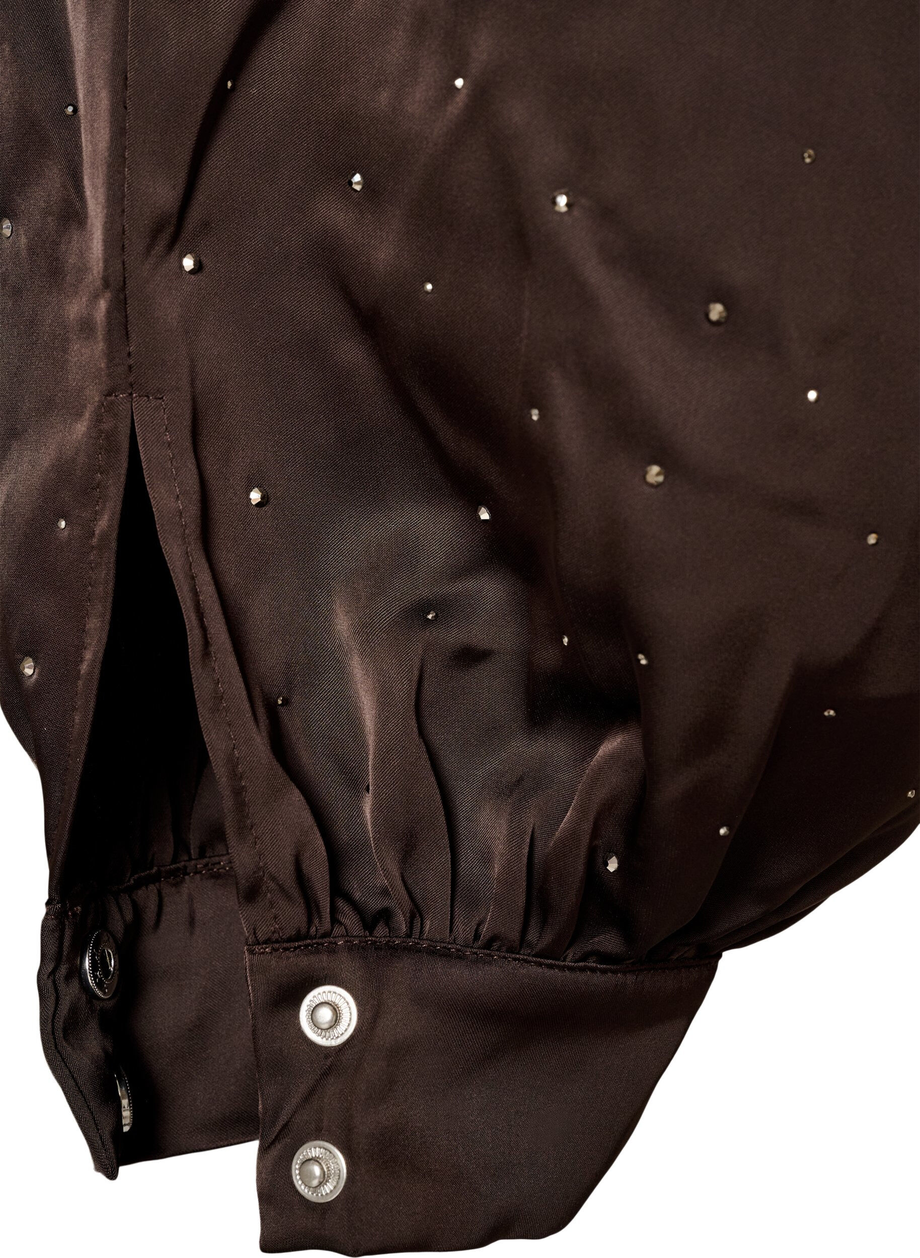 ZizziBallonbukser i satin med rhinsten, Brun, Packshot image number 3