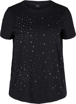 Økologisk bomulds t-shirt med nitter, Black, Packshot image number 0