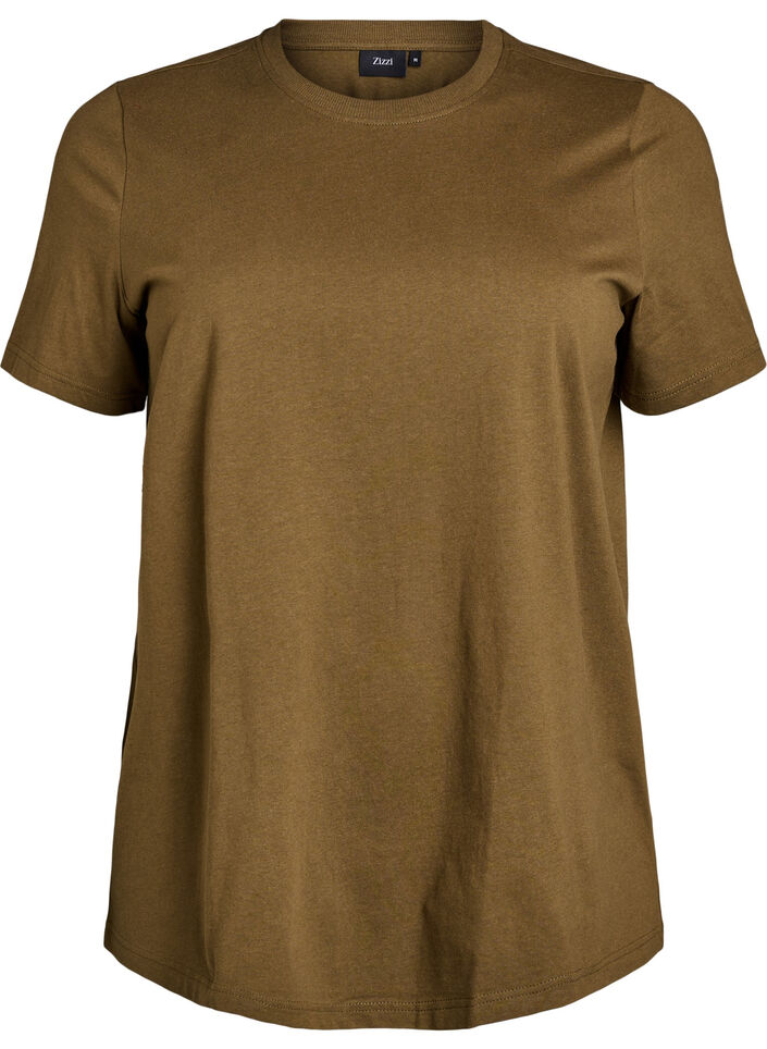 Basis t-shirt i bomuld med rund hals , Gr&oslash;n, Packshot image number 0