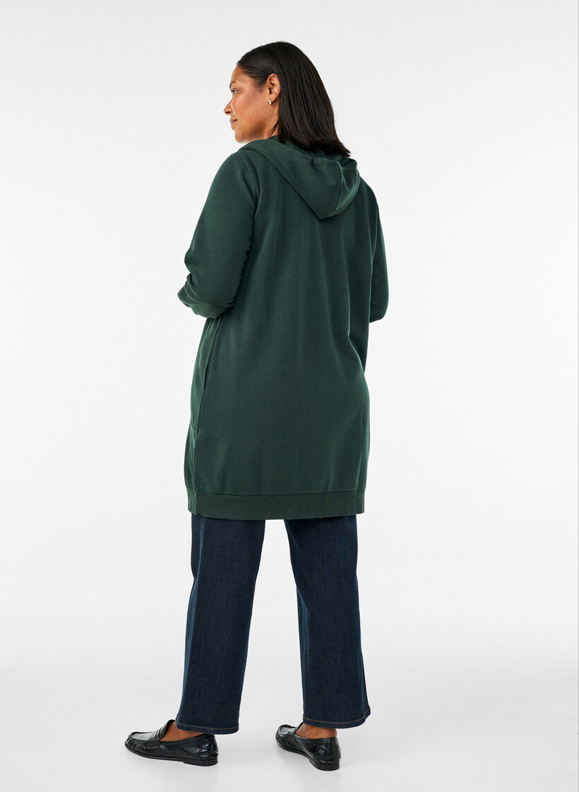 Lang h&aelig;ttetr&oslash;je med lynl&aring;s og lommer, Gr&oslash;n, Model image number 2