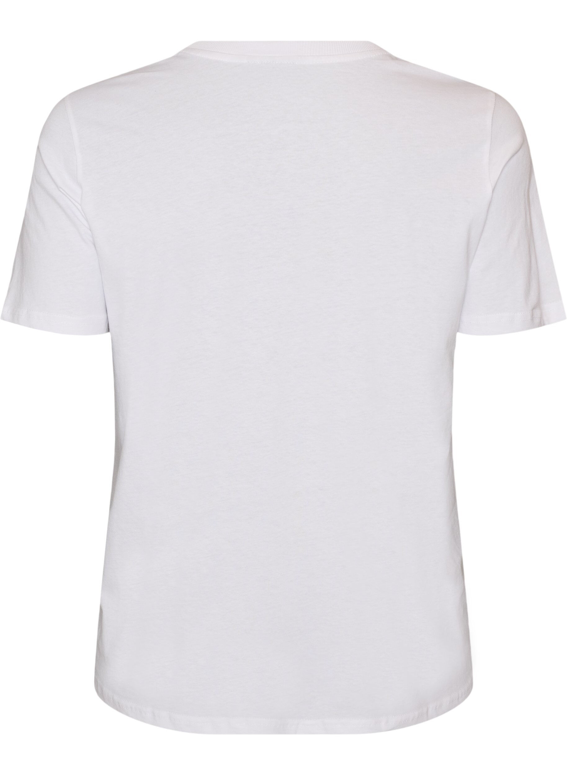 ZizziT-shirt i bomuld med print, Hvid, Packshot image number 1