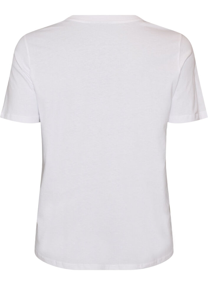 T-shirt i bomuld med print, Hvid, Packshot image number 1