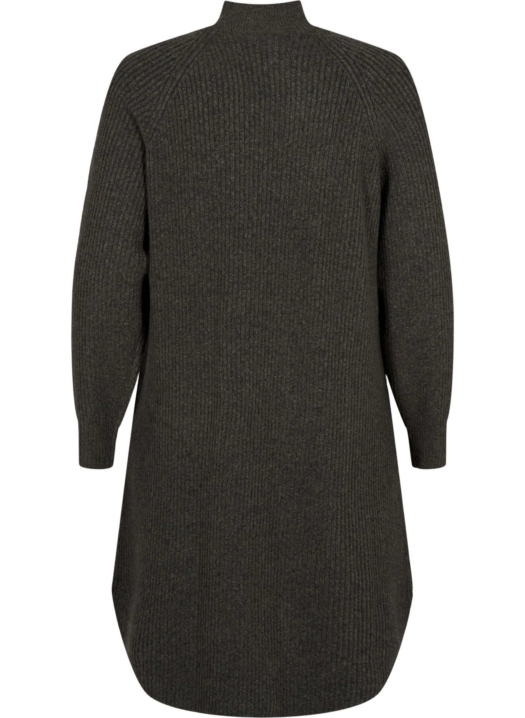 Zizzi Lang&aelig;rmet strikkjole med h&oslash;j hals , Sea Turtle Mel., Packshot image number 1